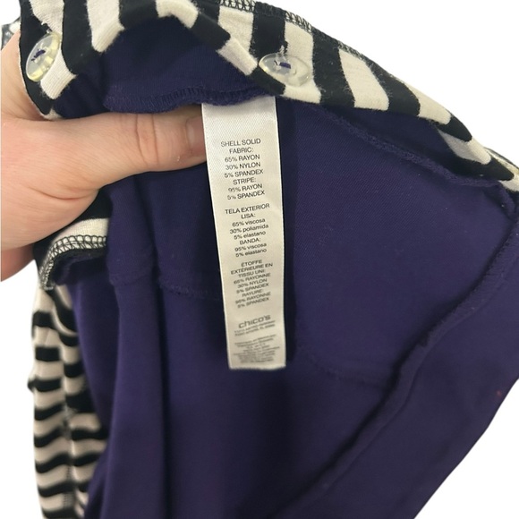 Chico's zenergy Purple Utility Jacket with Striped Inner Layer and Silver Zipper - Picture 7 of 7